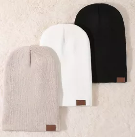 Čepice s manžetou 3kusy černá, bílá, béžová Čepice s manžetou 3kusy černá, bílá, béžová