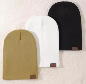 Čepice s manžetou 3kusy černá, bílá, okrová Čepice s manžetou 3kusy černá, bílá, okrová