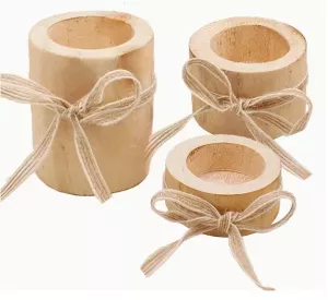 Dřevěné svícny na čajovku 3ks Dřevěné svícny na čajovku 3ks
