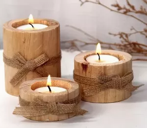 Dřevěné svícny na čajovku 3ks
