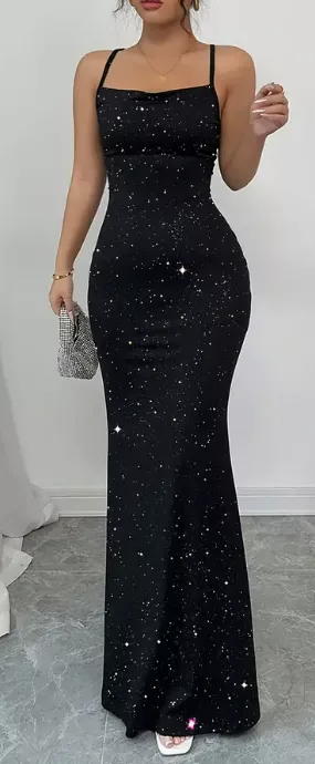 Elegantní černé šaty s flitry vel. 34-42