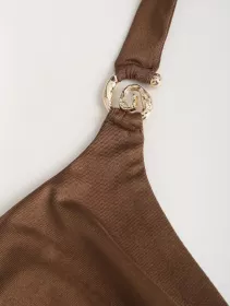 Elegantní hnědé šaty s kovovým zapínáním vel. 34-42