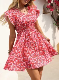 Letní šaty květinové červené XS - 2XL